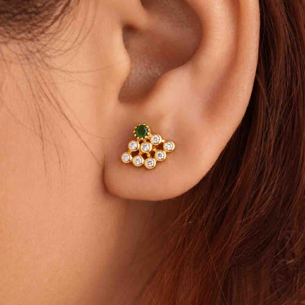 9 Stone Besari Emerald Green Mookuthi Earring