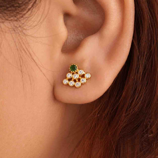 9 Stone Besari Emerald Green Mookuthi Earring