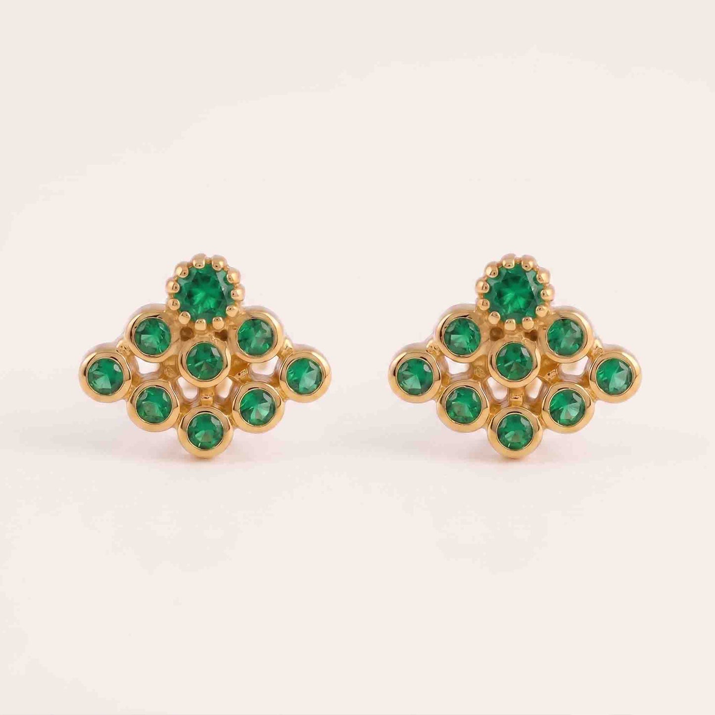 9 Stone Besari Emerald Green Mookuthi Earring