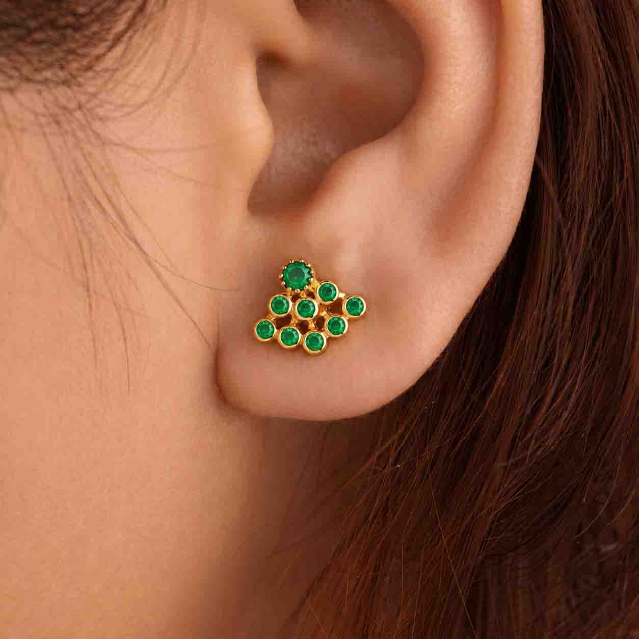 9 Stone Besari Emerald Green Mookuthi Earring