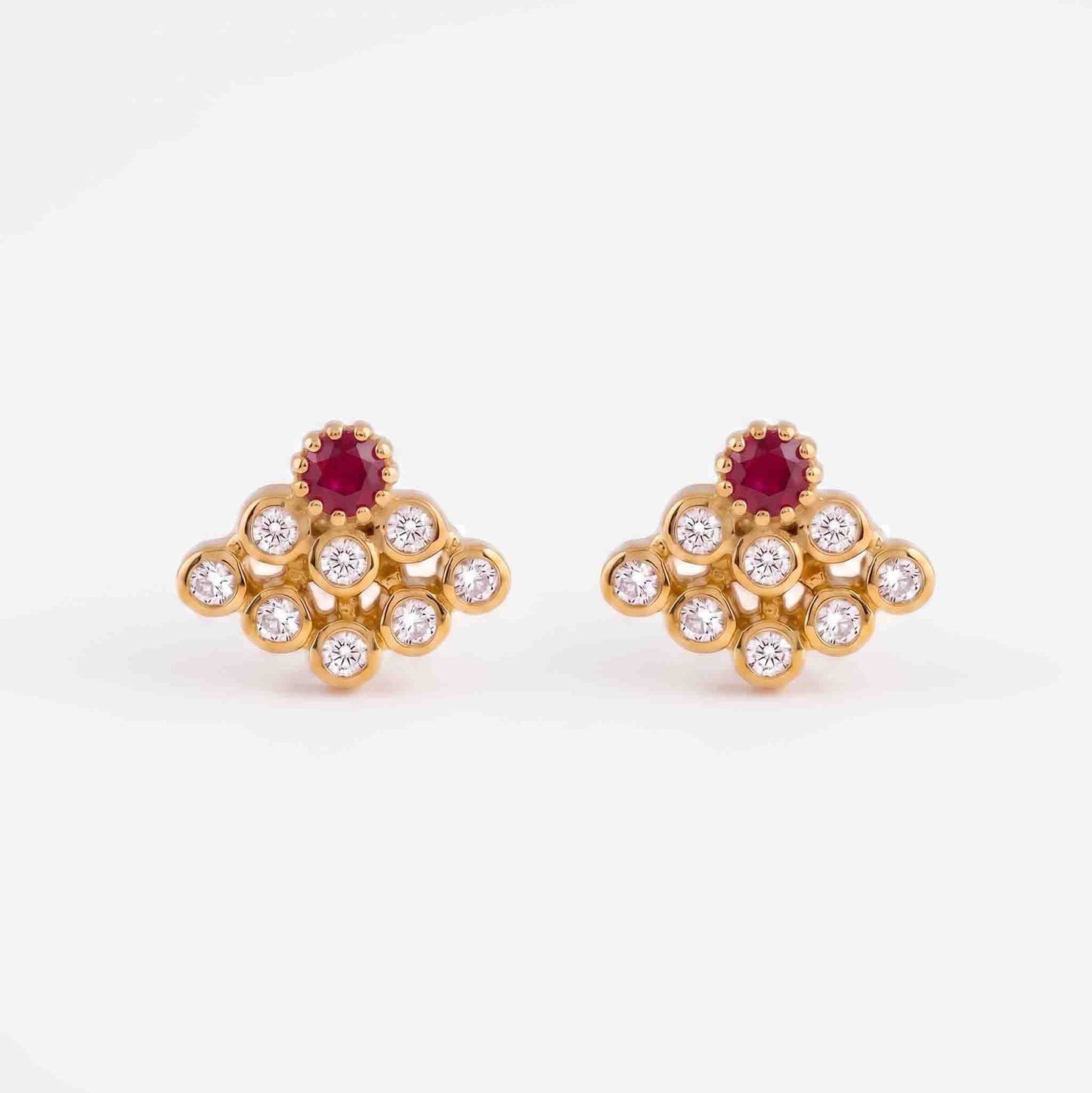 9 Stone Besari Ruby Red Mookuthi Earring