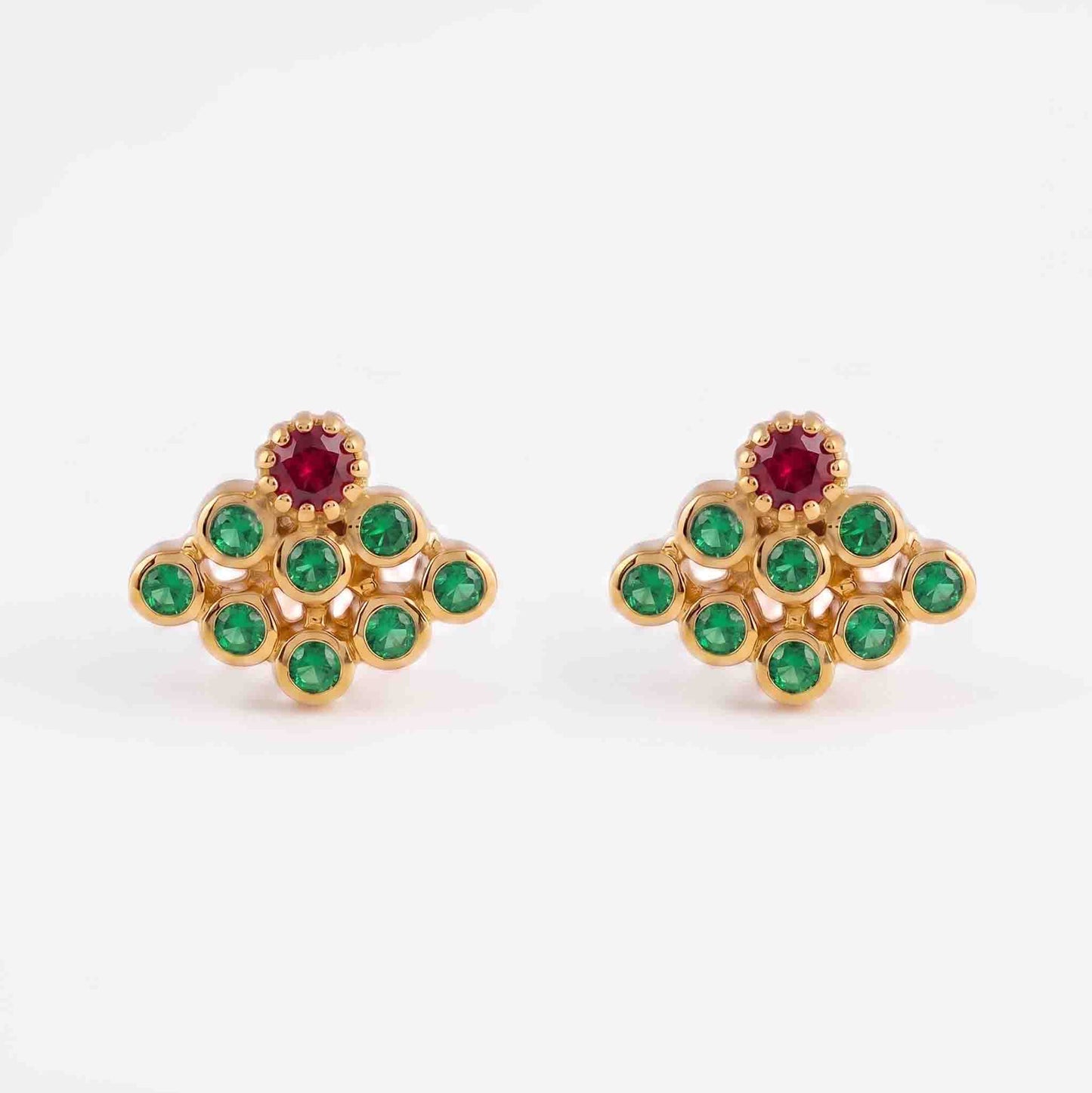 9 Stone Besari Ruby Red Mookuthi Earring