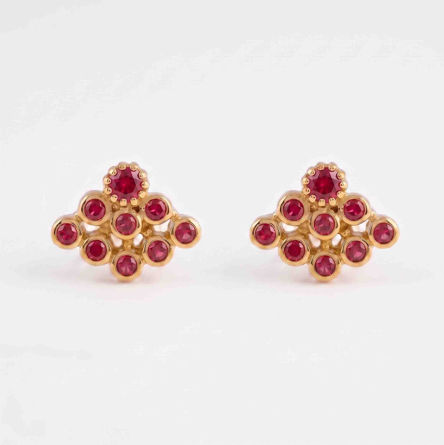 9 Stone Besari Ruby Red Mookuthi Earring