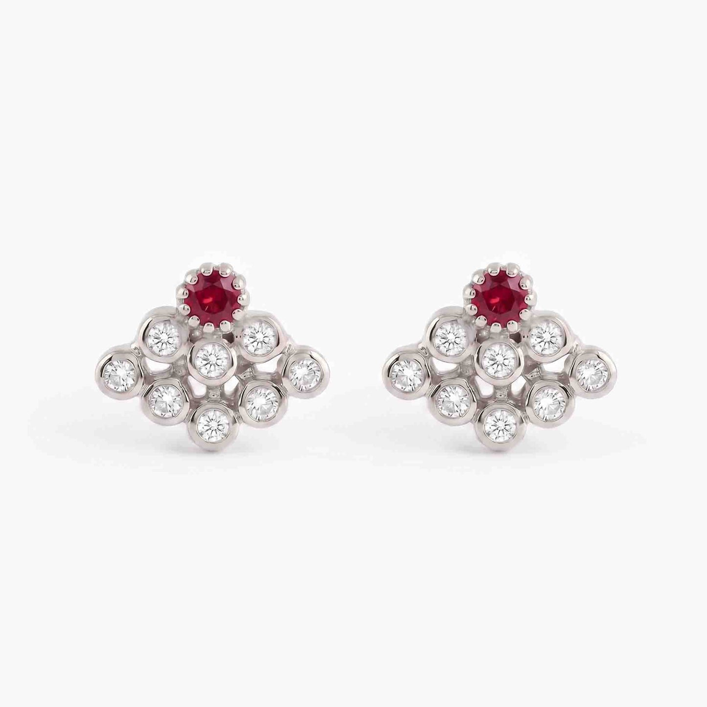 9 Stone Besari Ruby Red Mookuthi Earring