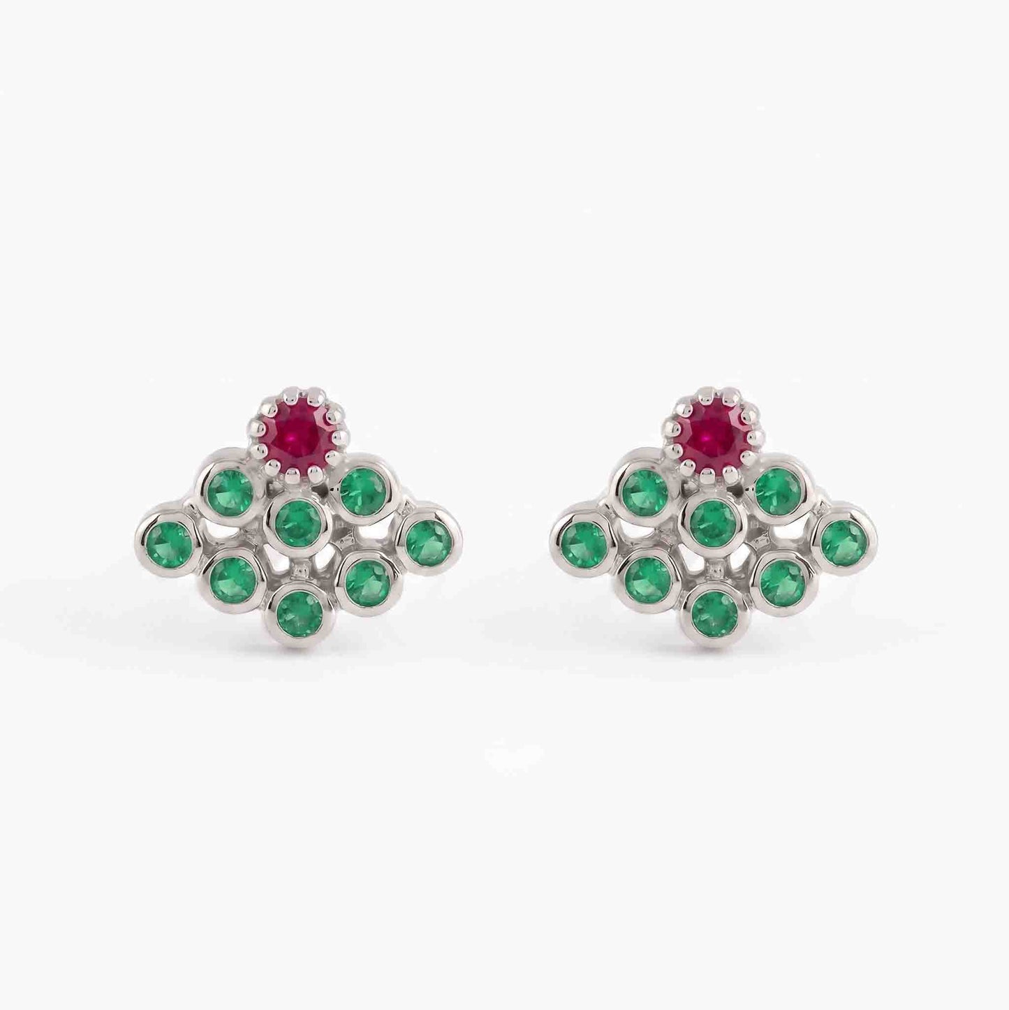 9 Stone Besari Ruby Red Mookuthi Earring