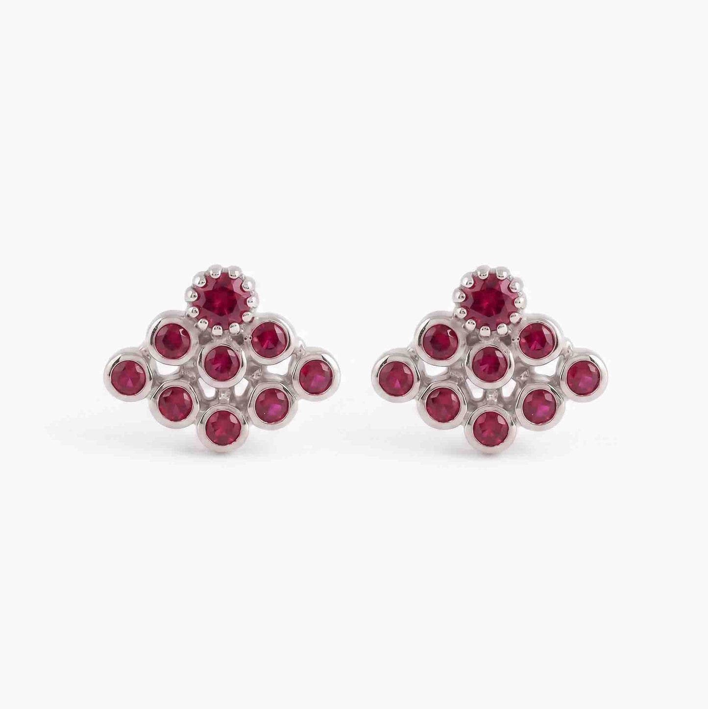 9 Stone Besari Ruby Red Mookuthi Earring