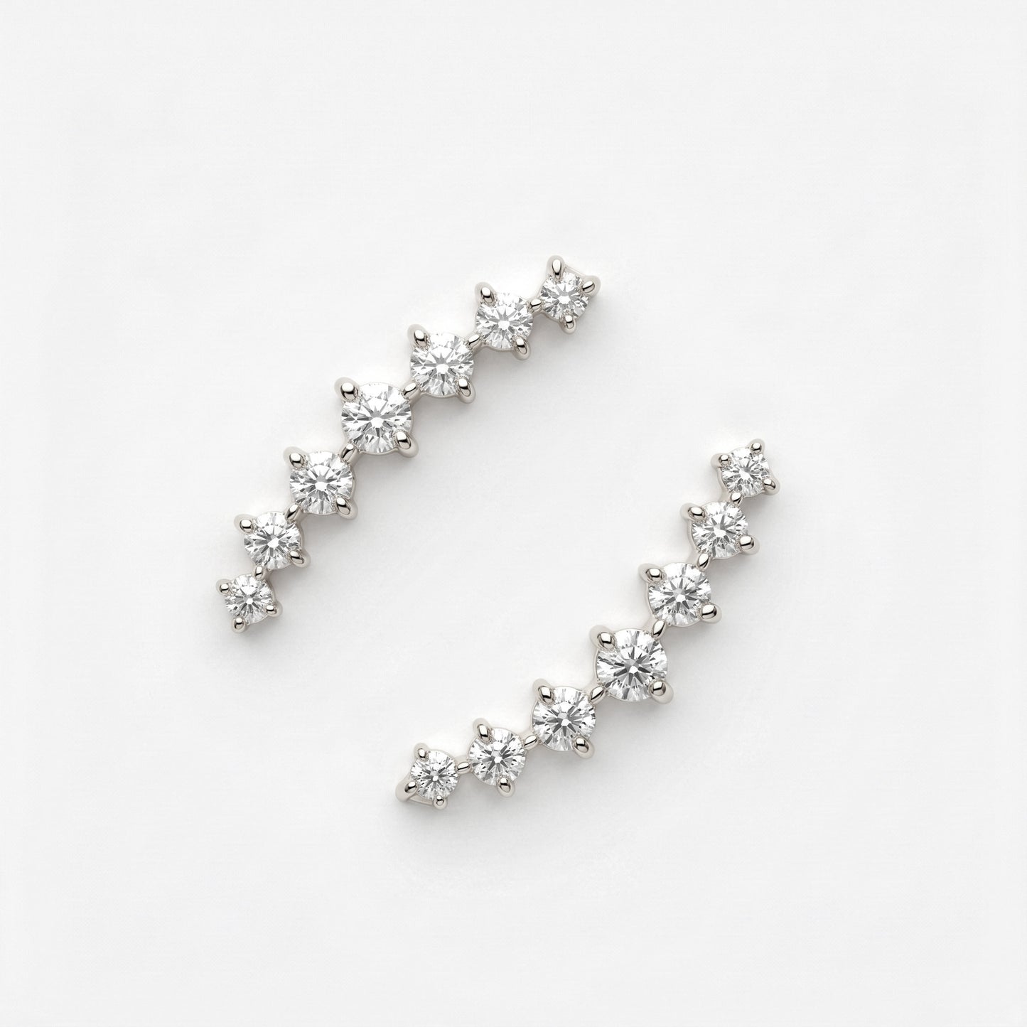 Silver Earring 7 Stone Line Stud Diamond Design
