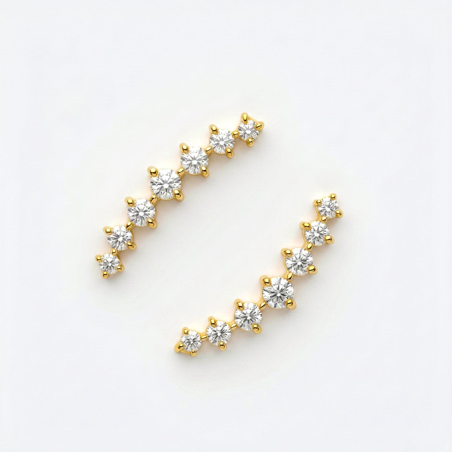 Silver Earring 7 Stone Line Stud Diamond Design