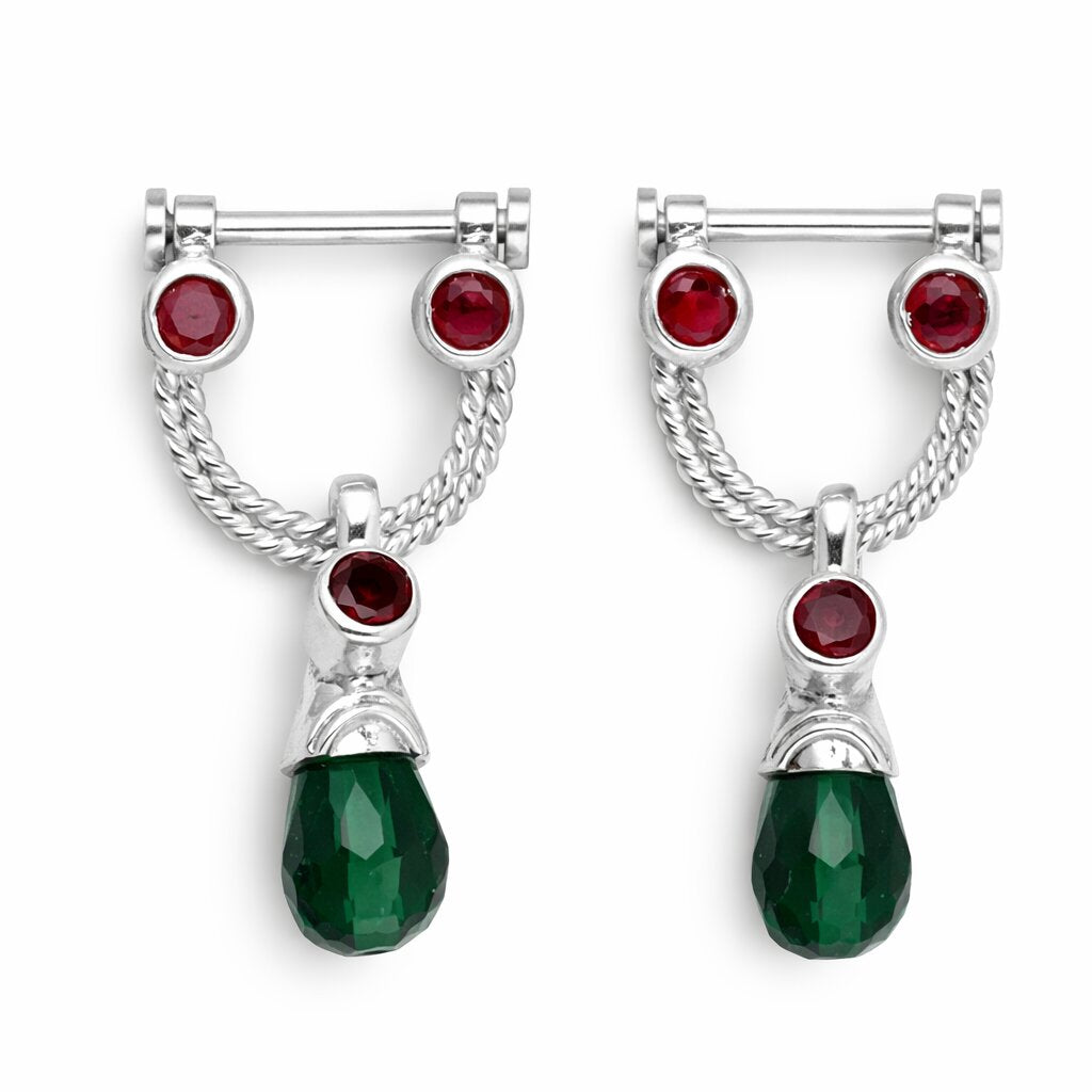 Silver Emerald Emissary Earrings