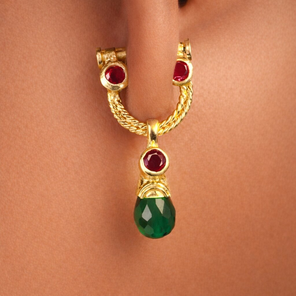 Silver Emerald Emissary Earrings