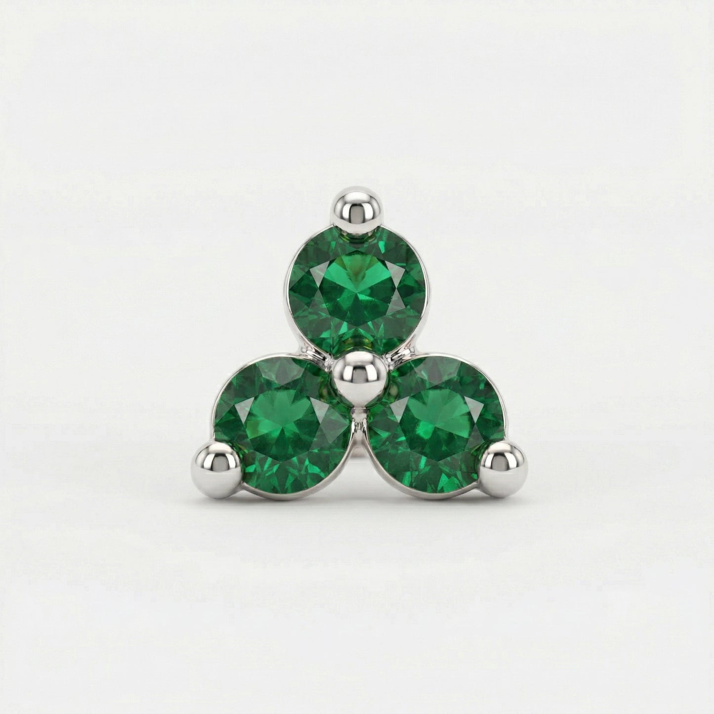 Silver Emerald Green Stone Trinity Nosepin