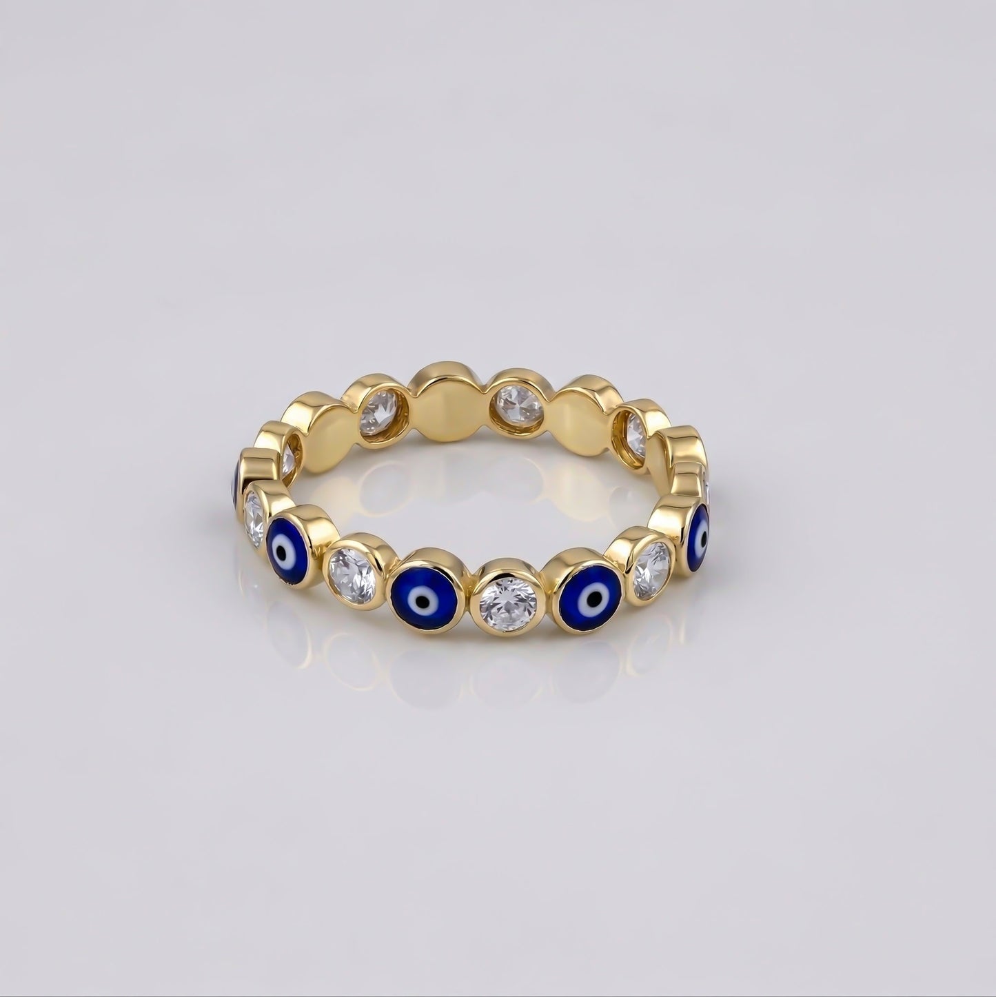 Silver Evil Eye Crystal Set Ring