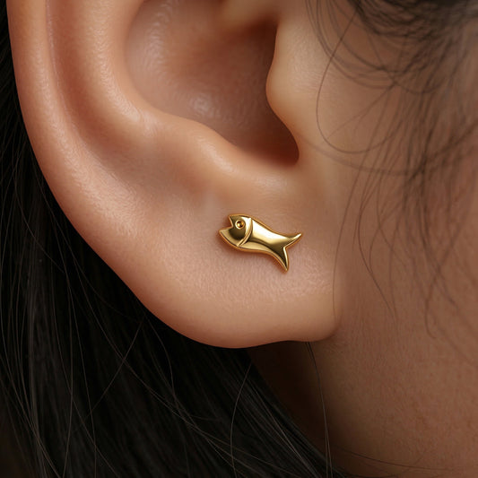Silver Fish Stud Earring