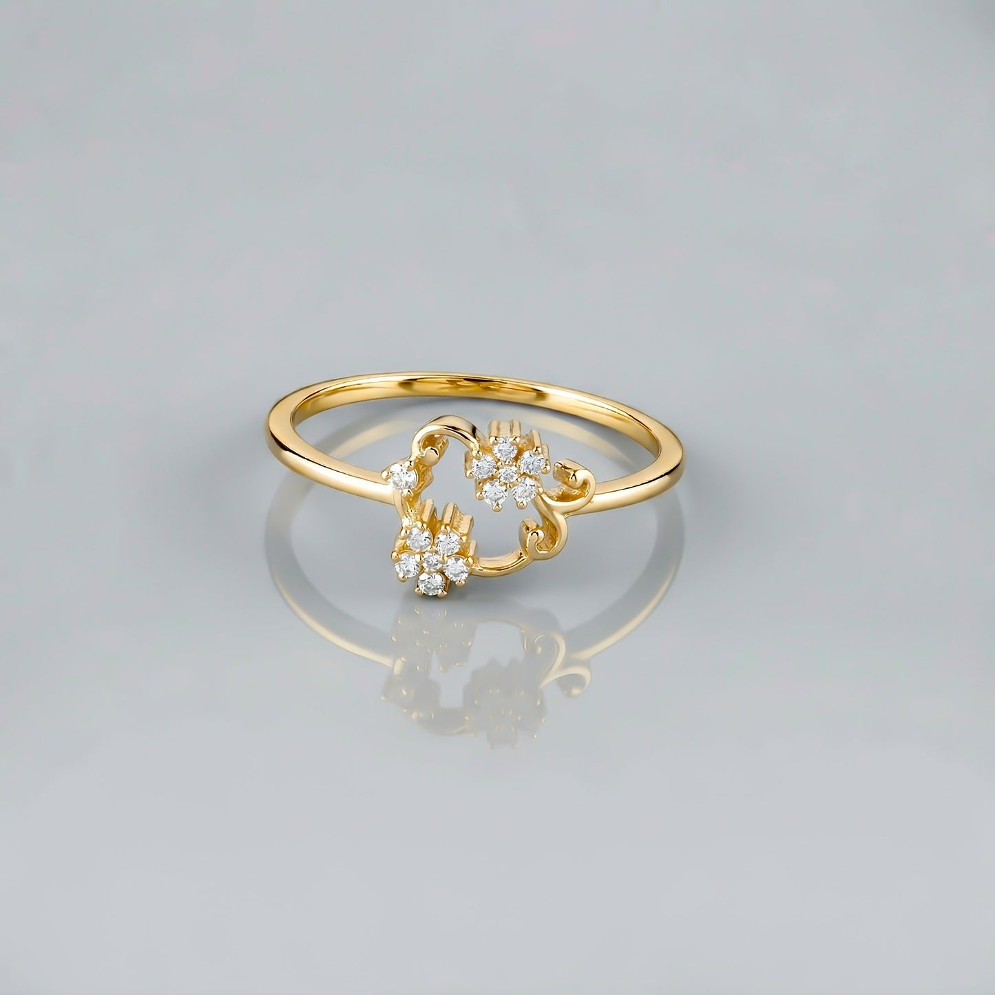 Silver Floral Duo Ring