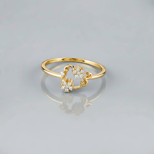Silver Floral Duo Ring
