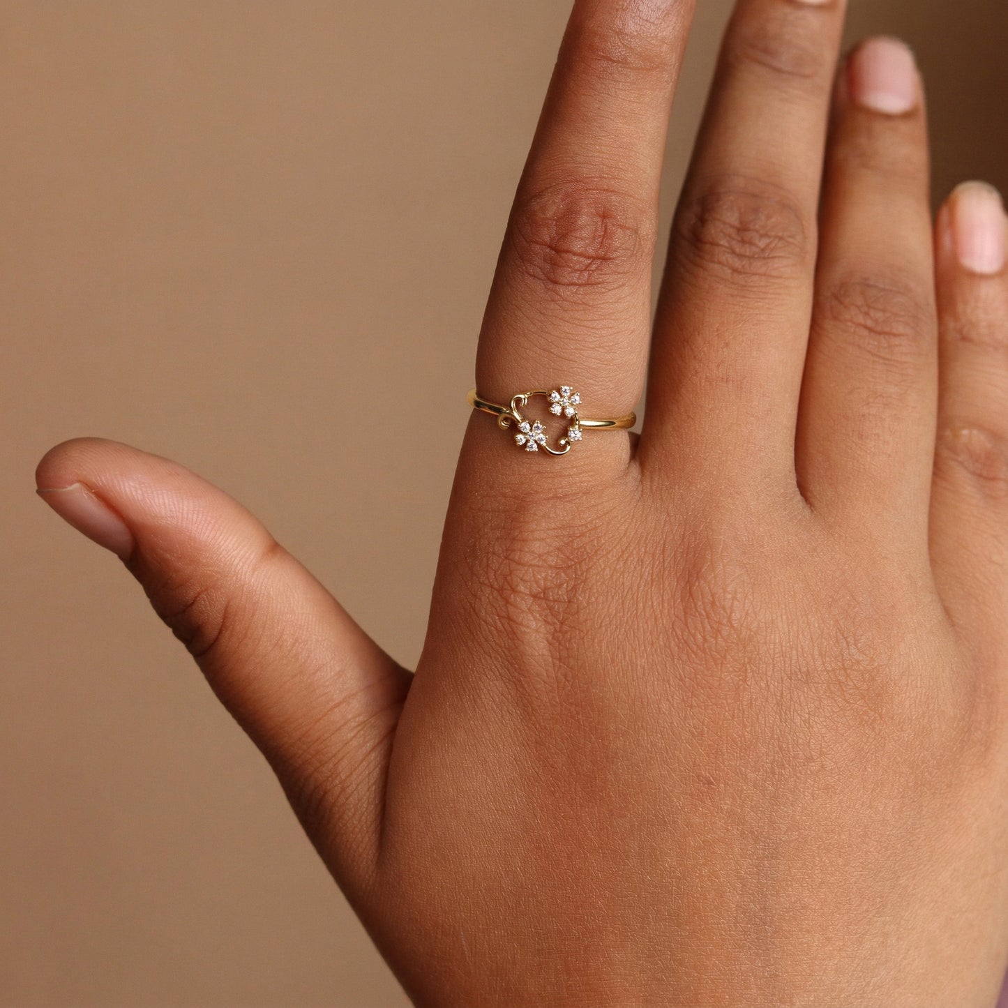 Silver Floral Duo Ring