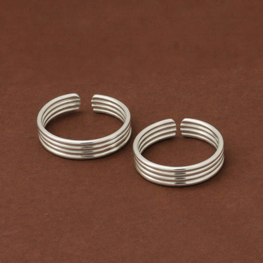 Silver Toe Ring 4 line Design