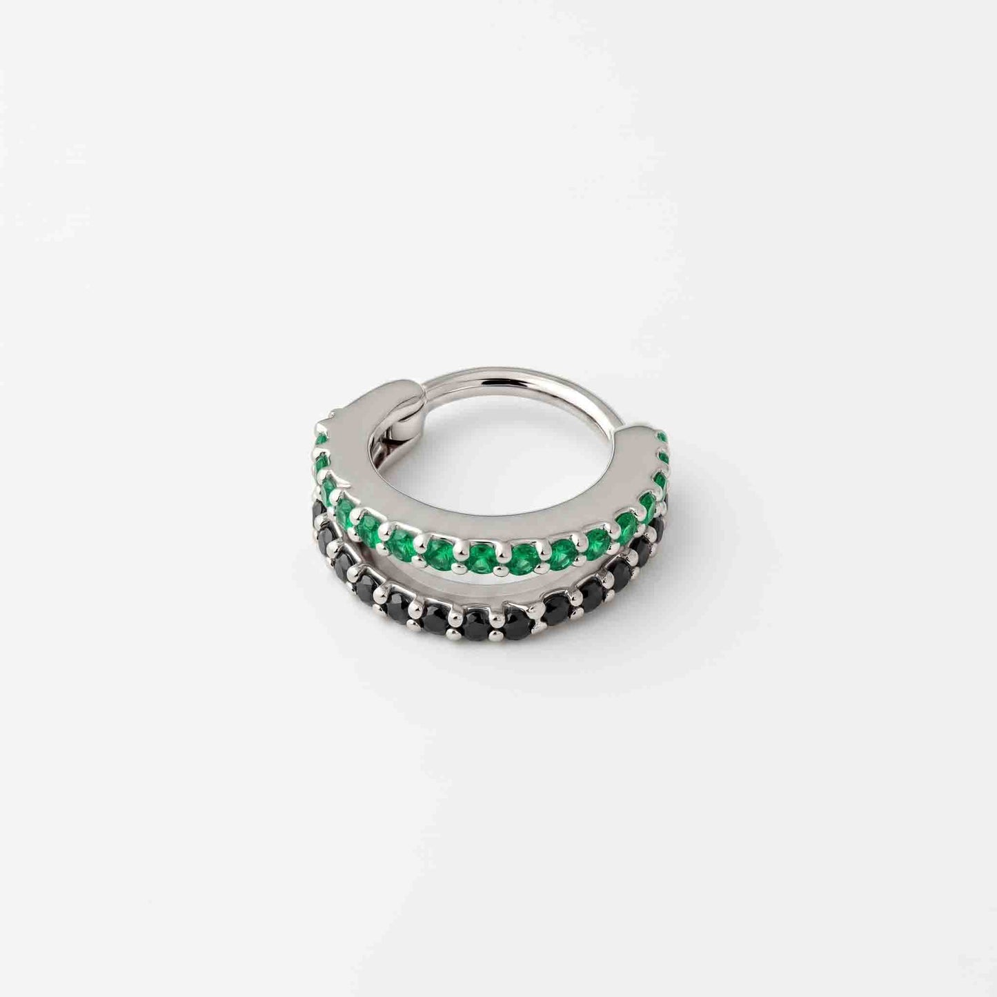 Silver Multi Color  Double Line Stone Set Nosering