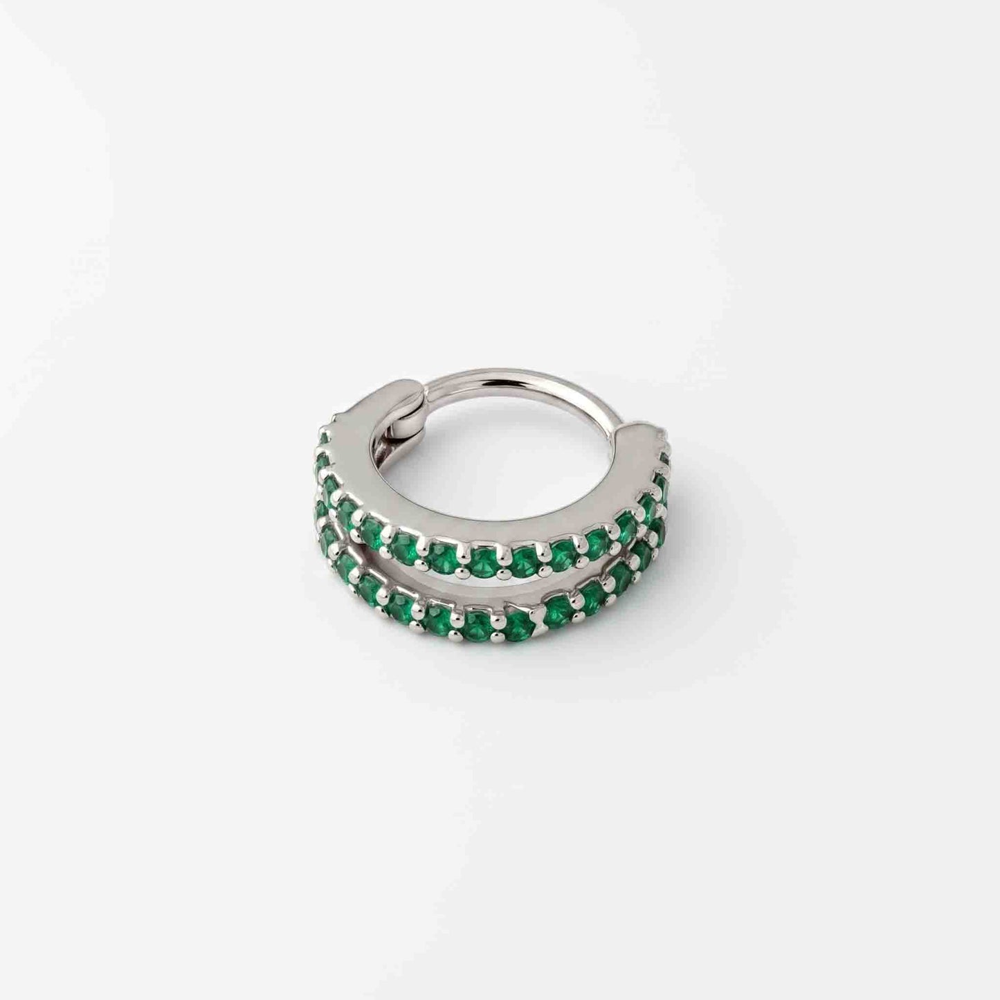 Silver Double Line Stone Set Nosering