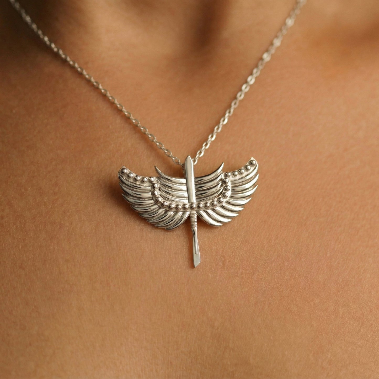 Silver Pendant Guardian Scalpel Design