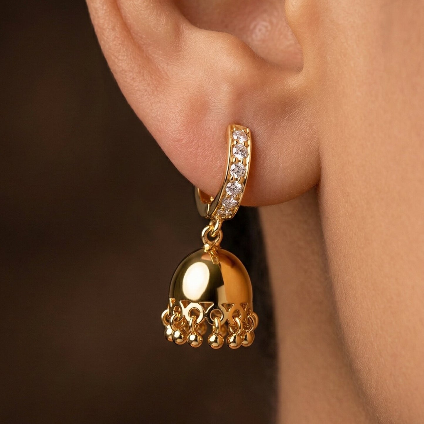 Silver Heritage Huggie Jhumka Earring