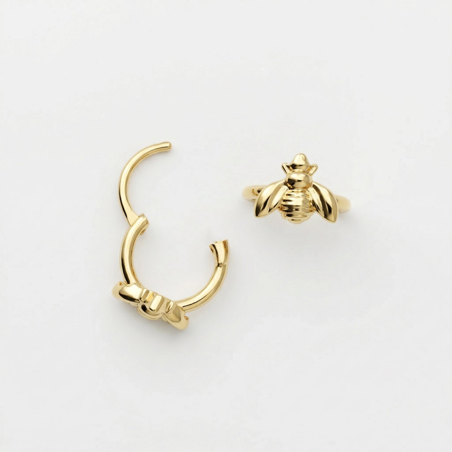 Silver Ear Hoop Honey Bee Design