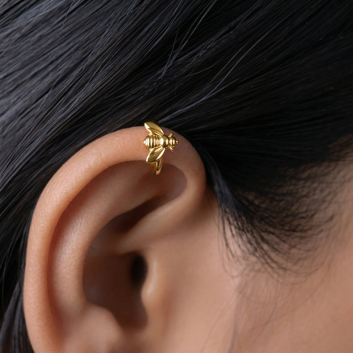 Silver Ear Hoop Honey Bee Design Vellismith silver-ear-hoop-honey-bee-design-vellismith
