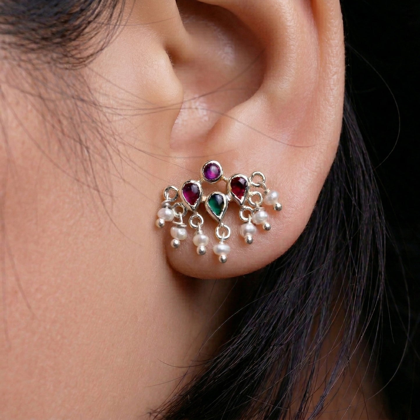 Silver Jabakusum Pearl Earrings