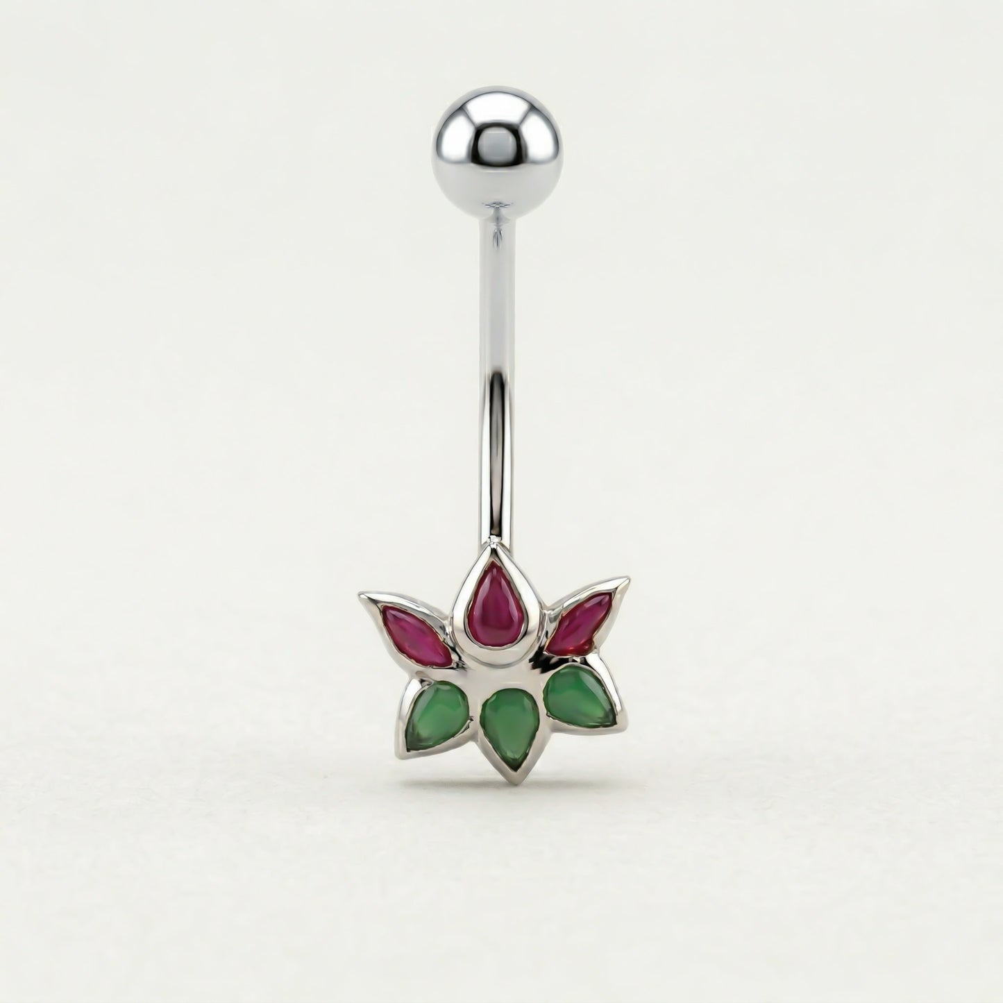 Silver Kemp Lotus Belly Piercing
