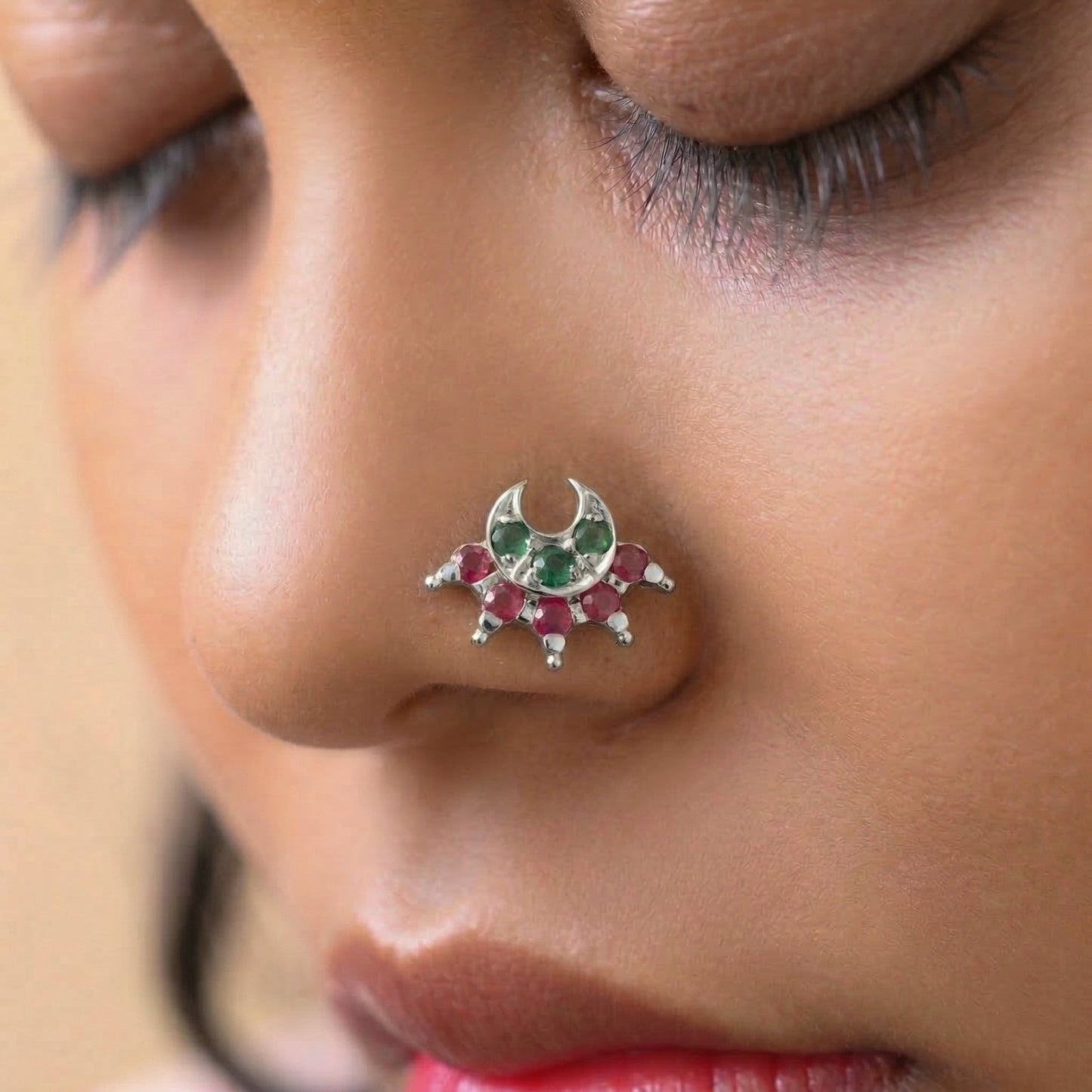 Silver Kemp Moon Mookuthi Nosepin