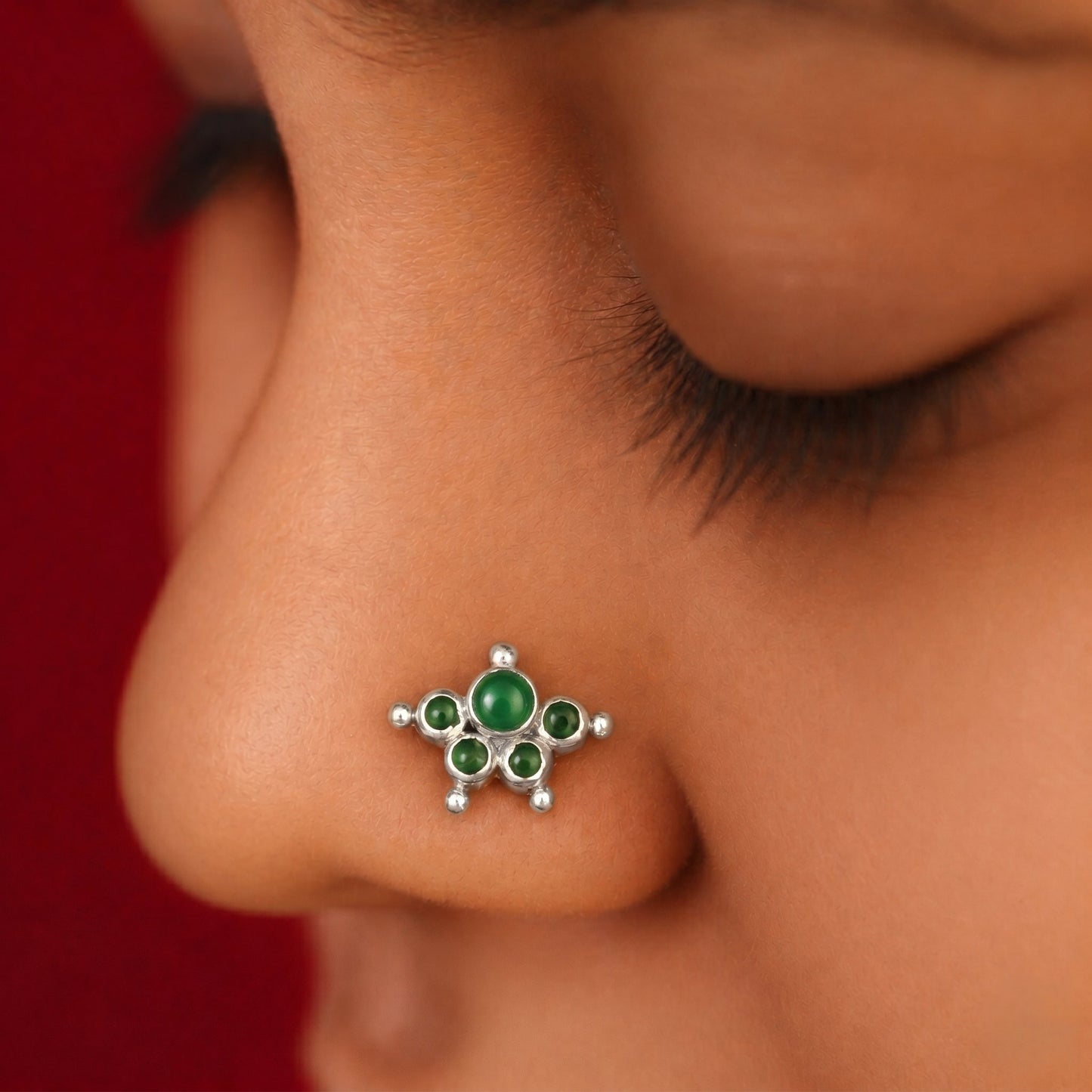 Kemp Stone Mookuthi 925 Silver