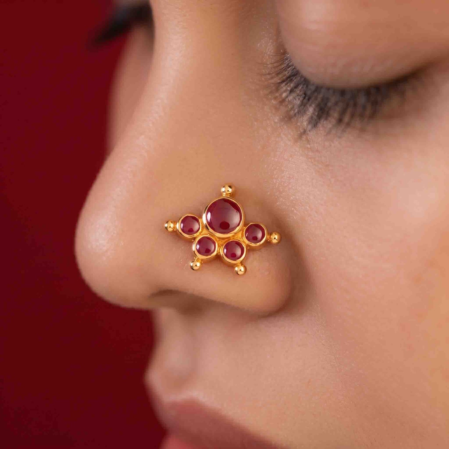 Kemp Stone Mookuthi 925 Silver Gold Plated