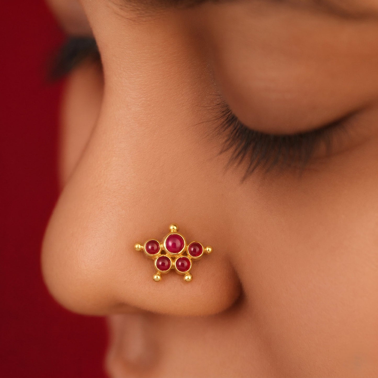 Kemp Stone Mookuthi 925 Silver Gold Plated