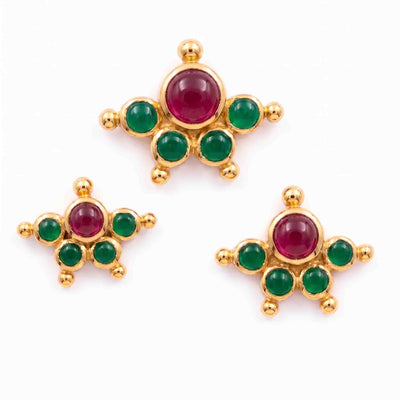 Kemp Stone Mookuthi 925 Silver Gold Plated