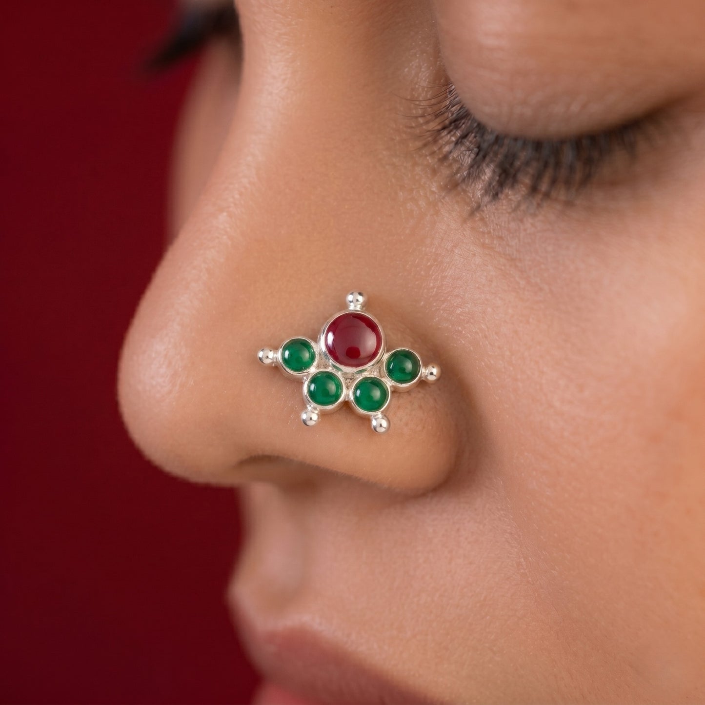 Kemp Stone Mookuthi 925 Silver