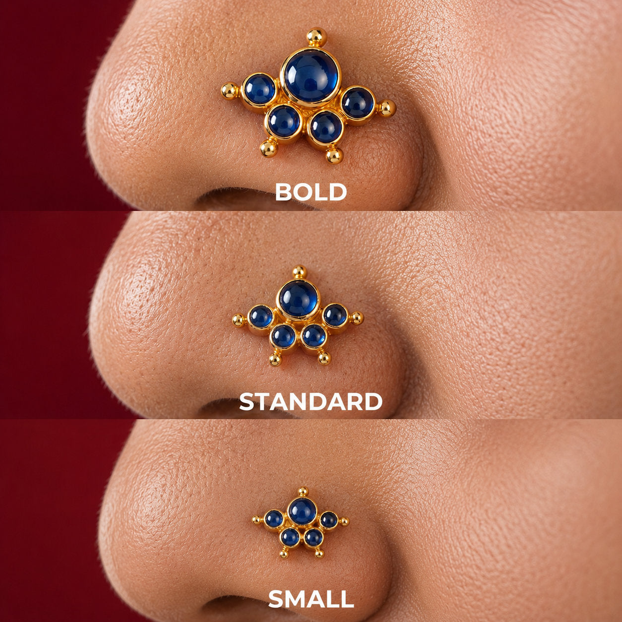 Kemp Stone Mookuthi 925 Silver Gold Plated