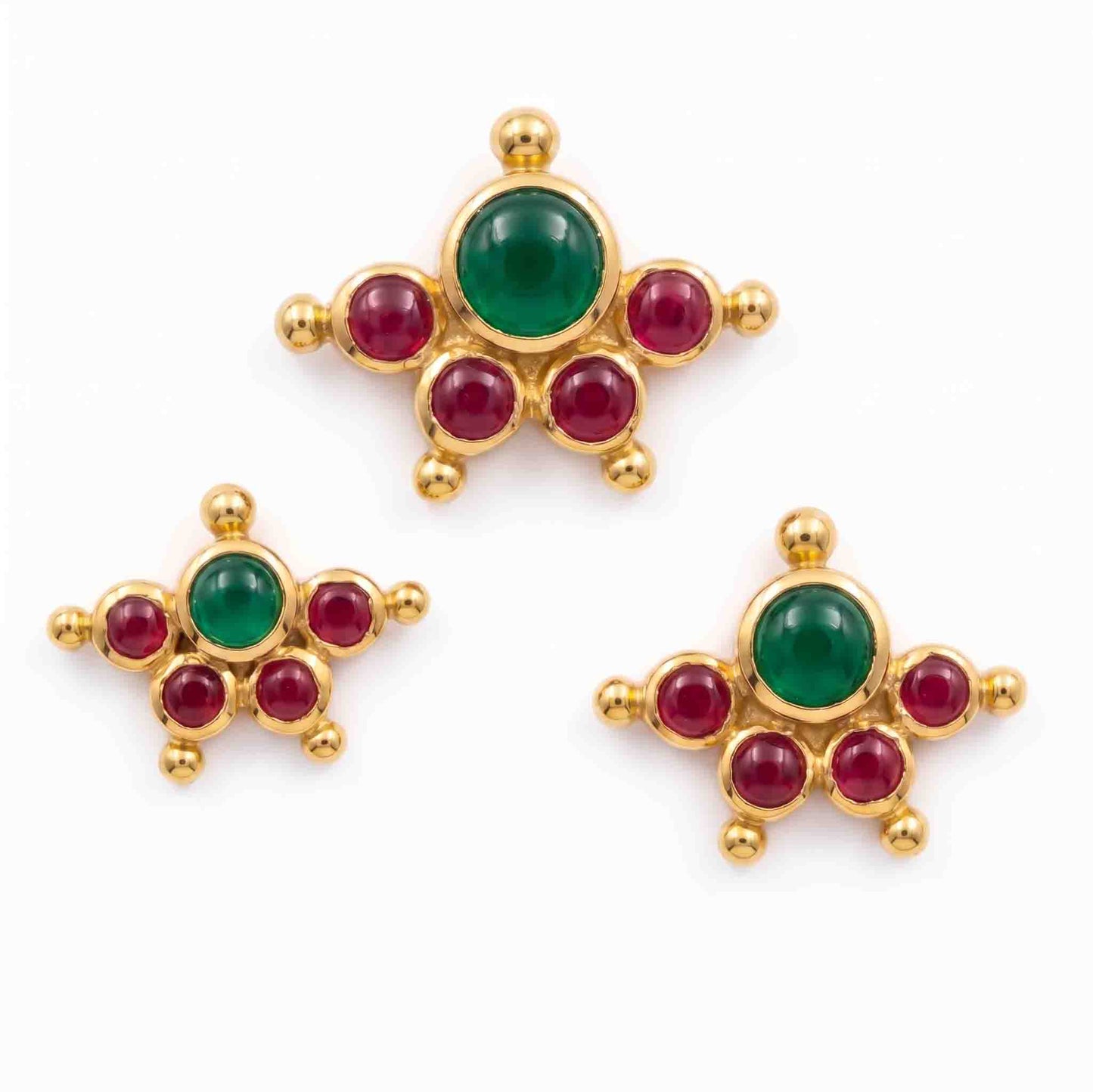 Kemp Stone Mookuthi 925 Silver Gold Plated