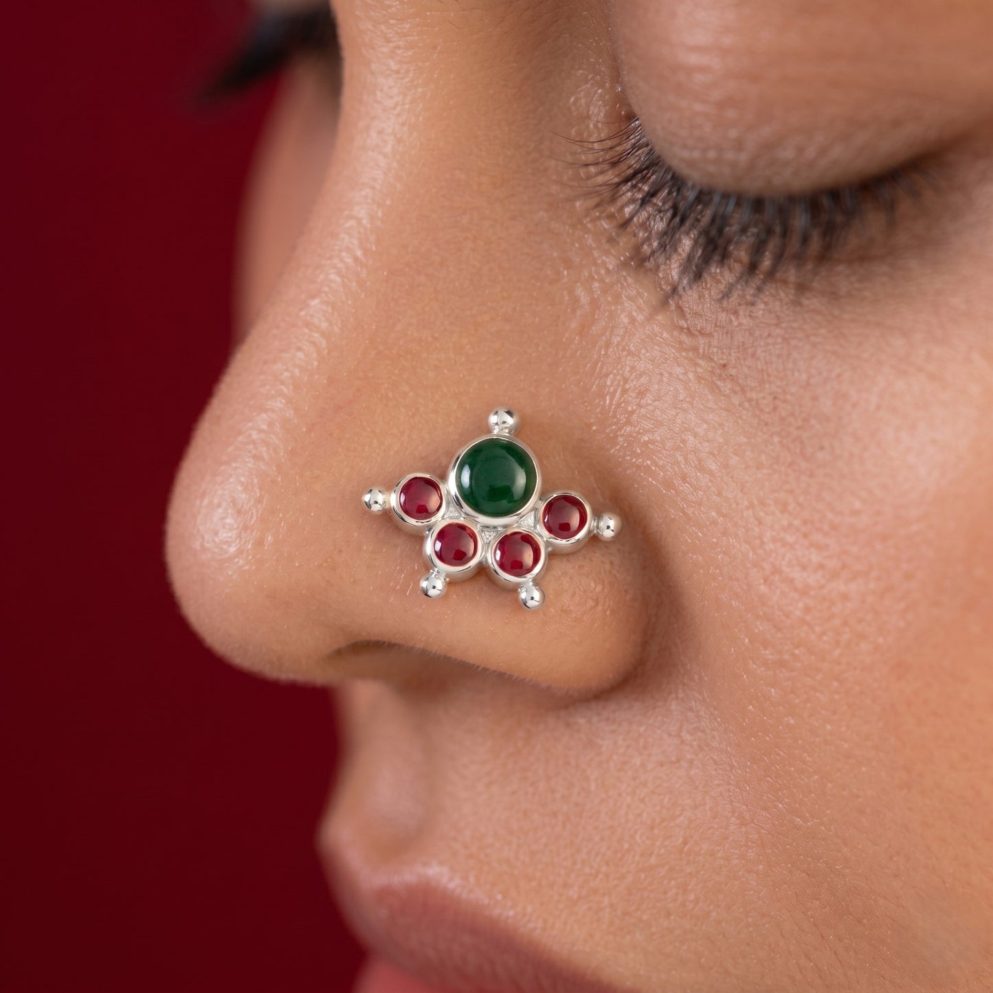 Kemp Stone Mookuthi 925 Silver