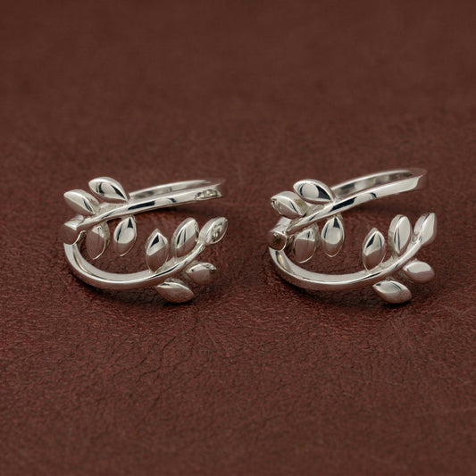 Silver Toe Ring Leaf Design