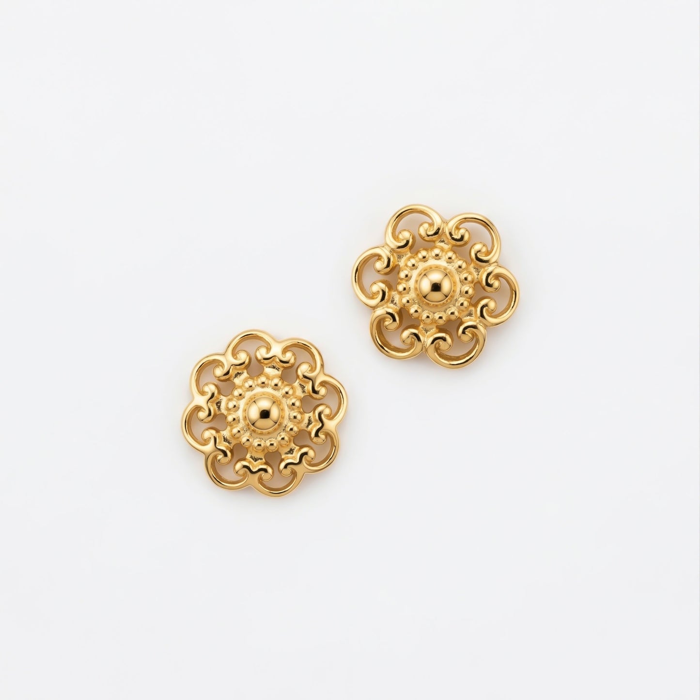 Silver Mandala Petal Earrings