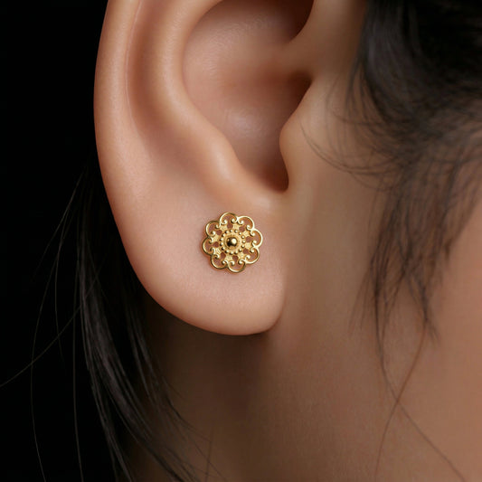 Silver Mandala Petal Earrings