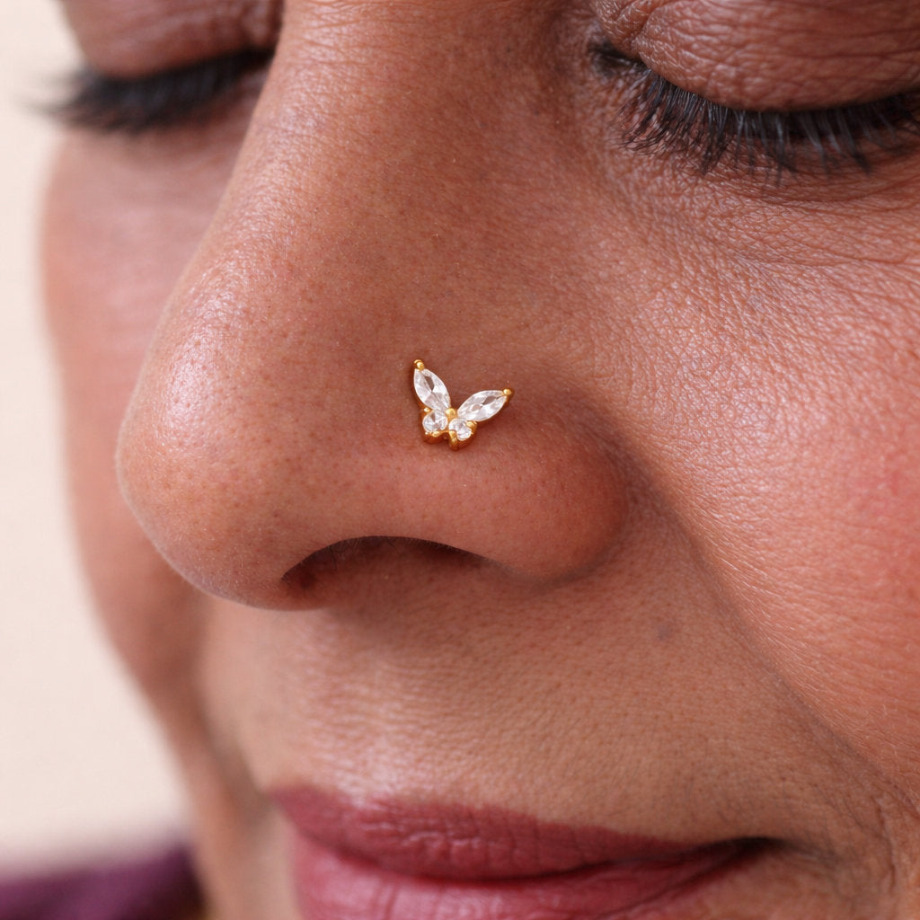 Silver Marquise Butterfly Nosepin