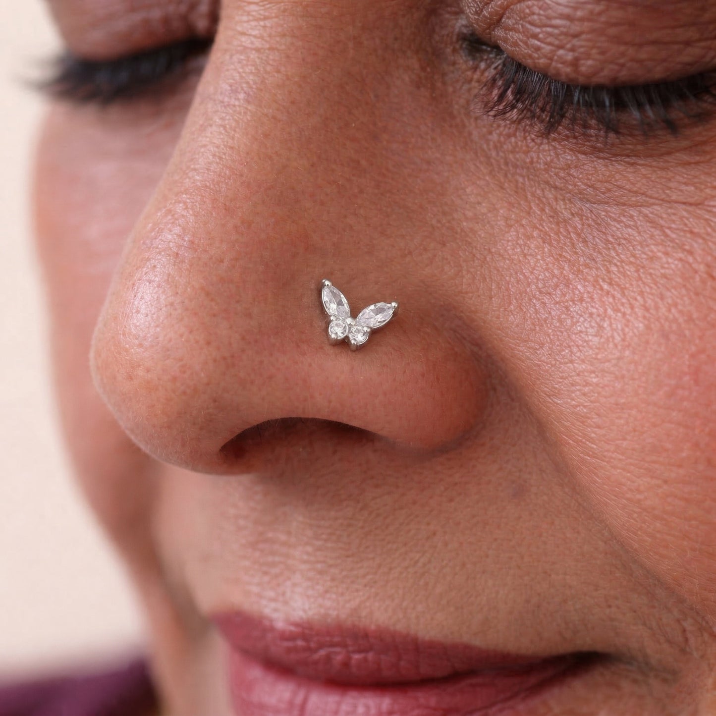 Silver Marquise Butterfly Nosepin