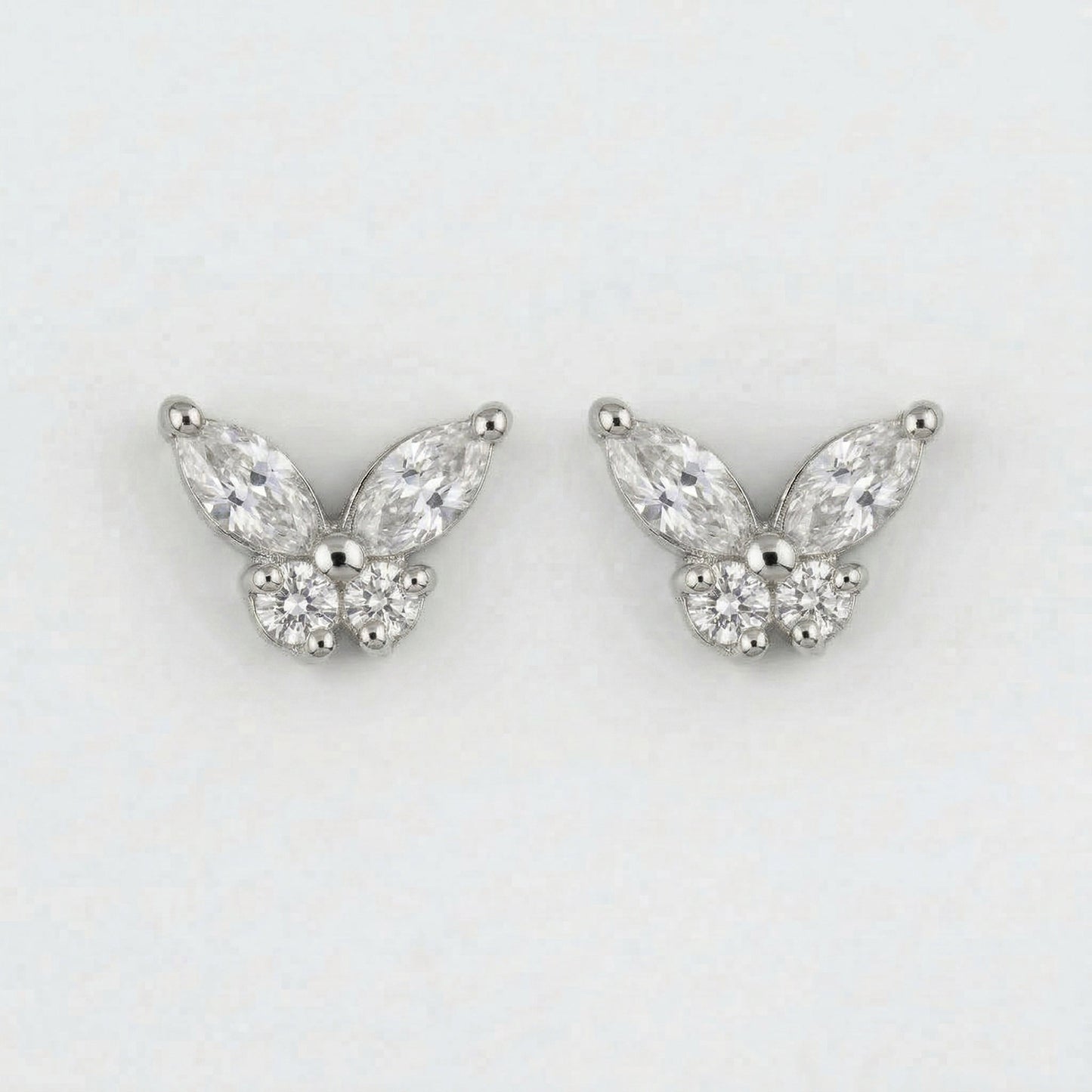 Silver Marquis Butterfly Stud Earrings