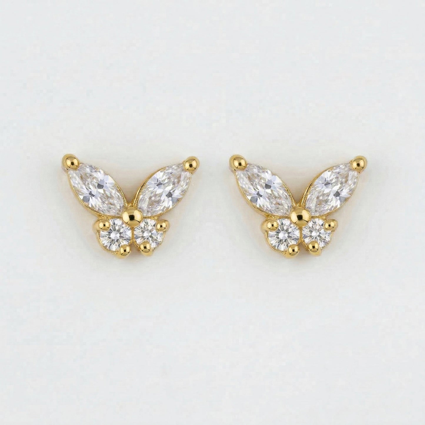 Silver Marquis Butterfly Stud Earrings