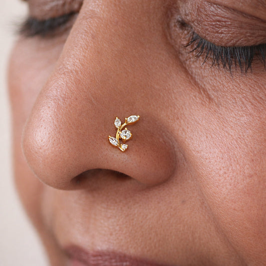 Silver Marquise Leaf Nosepin