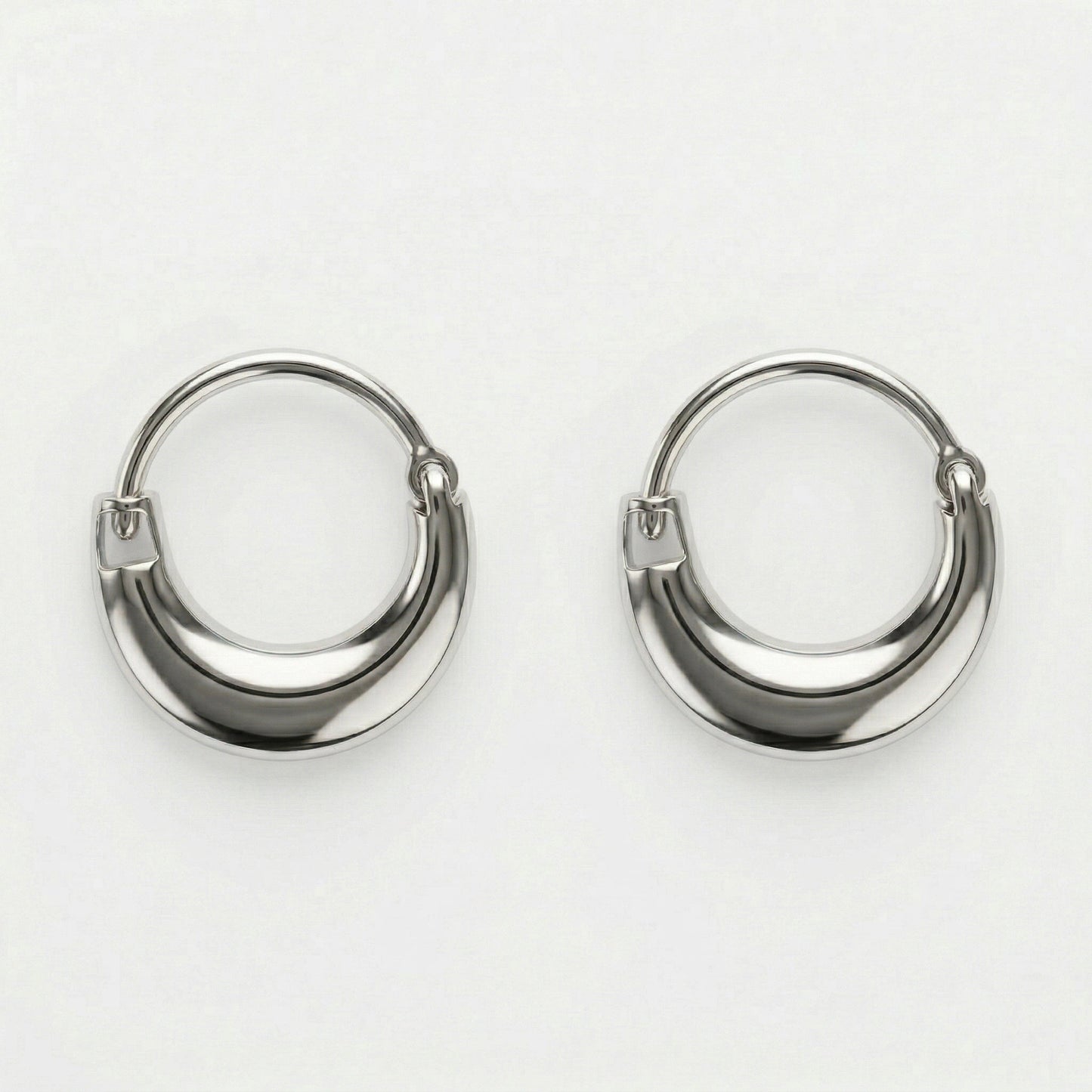 Silver Minimalist Wide Band Earrings