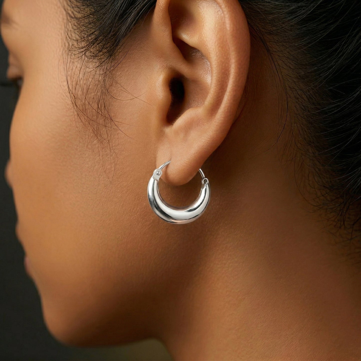 Silver Minimalist Wide Band Earrings