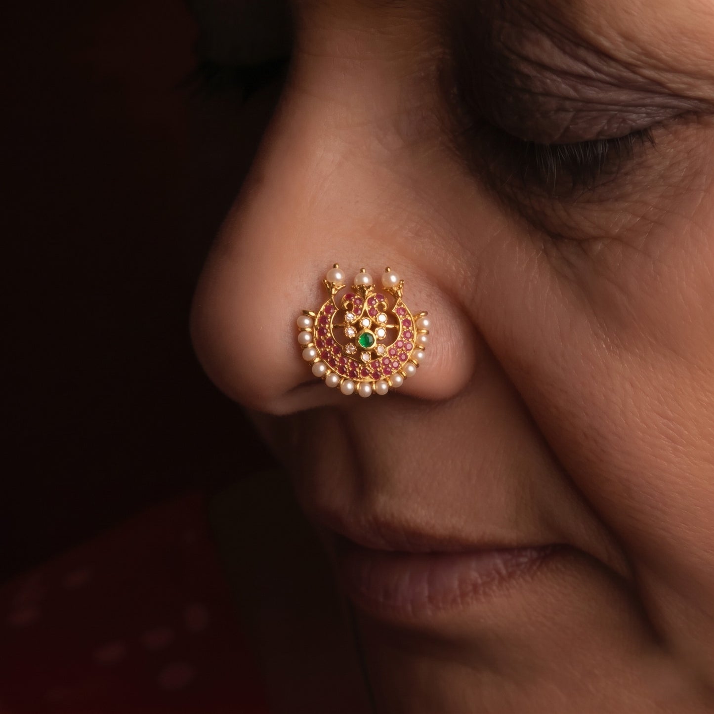 Moti Nath Stone Nosepin 925 Silver