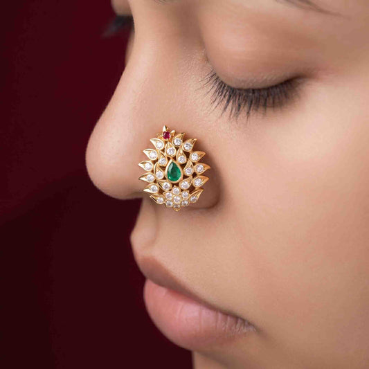 Mukut Emerded Nosepin Green 925 Silver